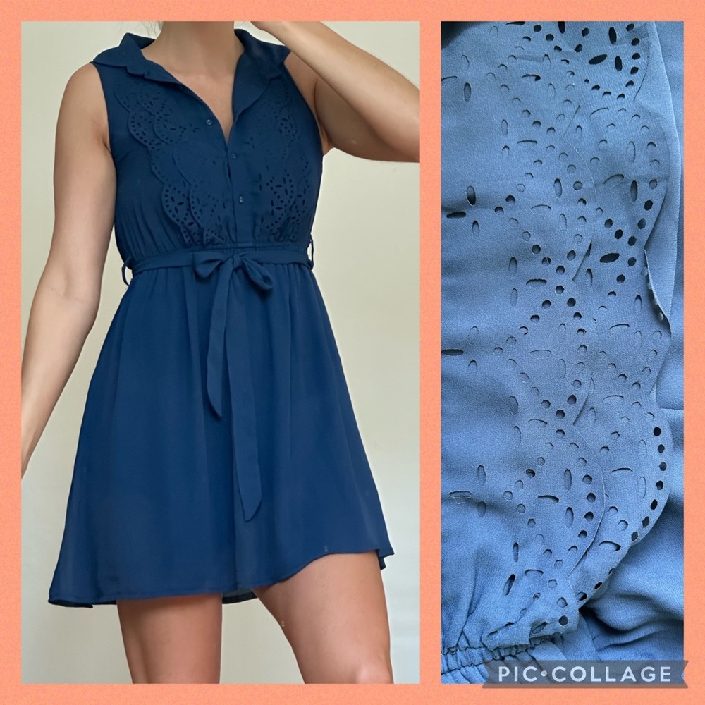 Ya Navy Ruffle Dress